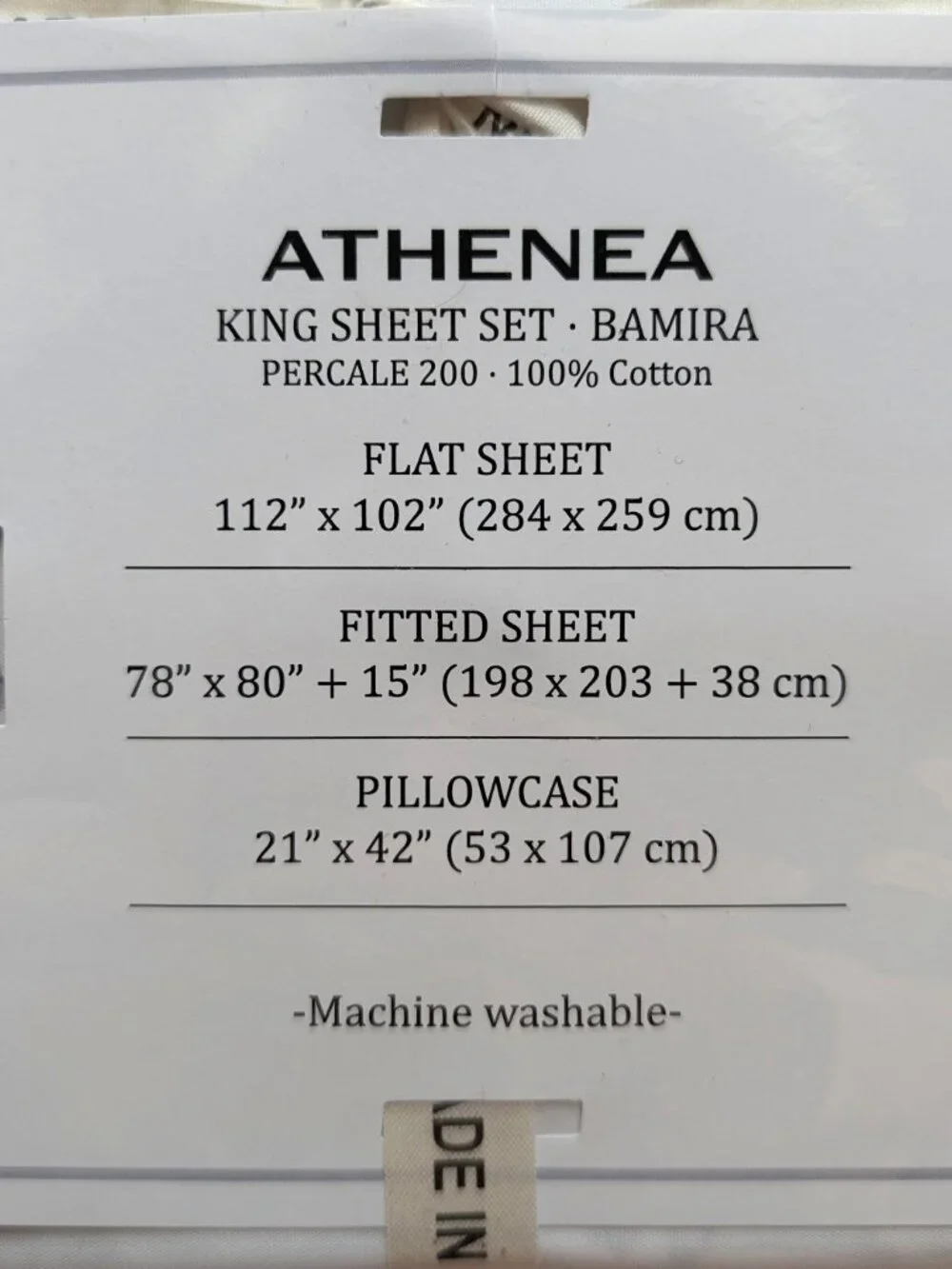 Made in Spain Athenea Bamira 100% Cotton Percale King Sheet Set